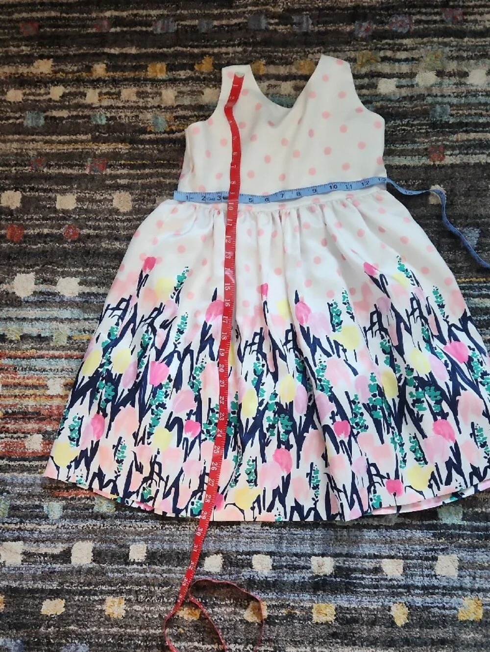 Gymboree White Dress with Pink Polka Dots & Multi Floral Print